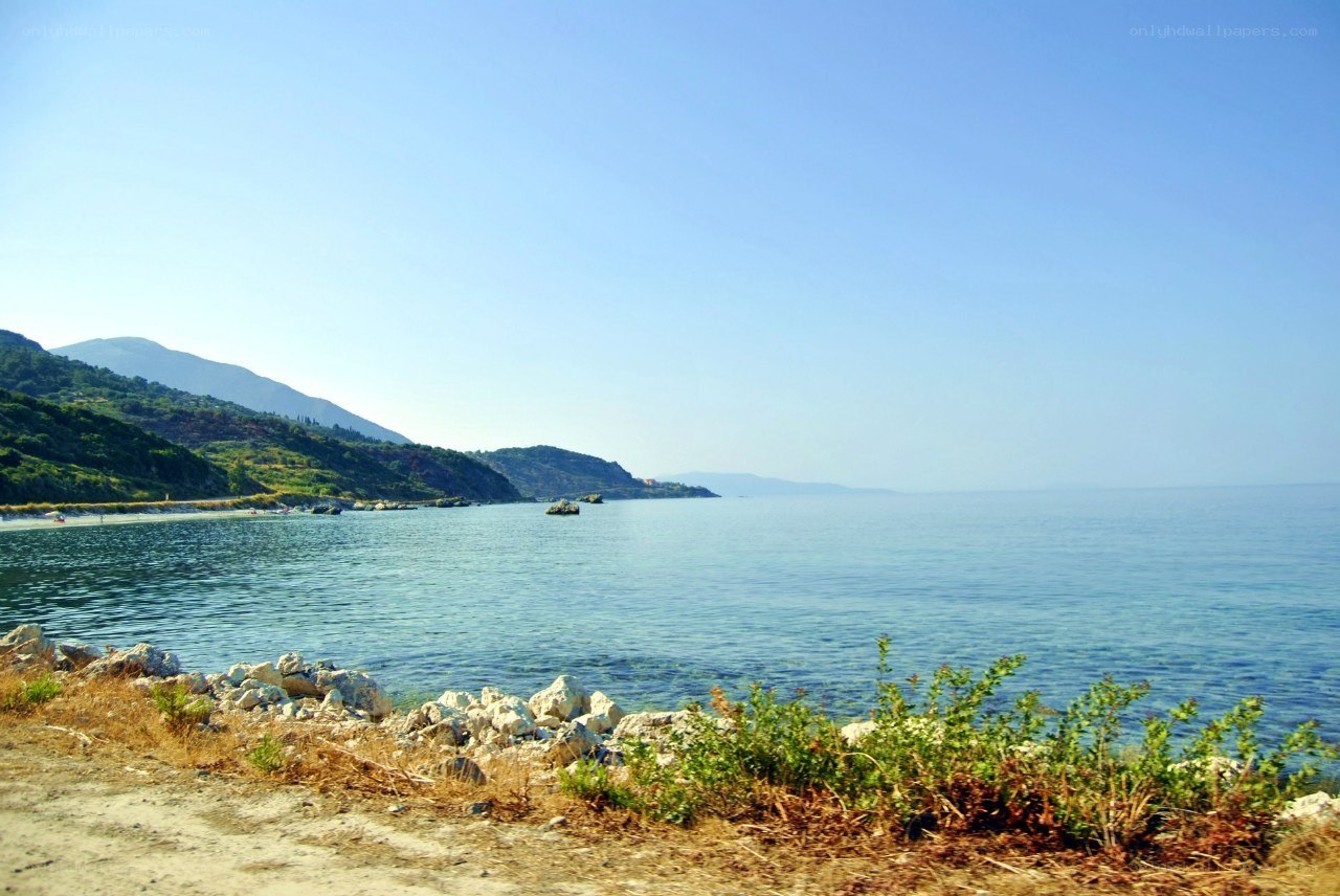 coastal landscape with mountains
