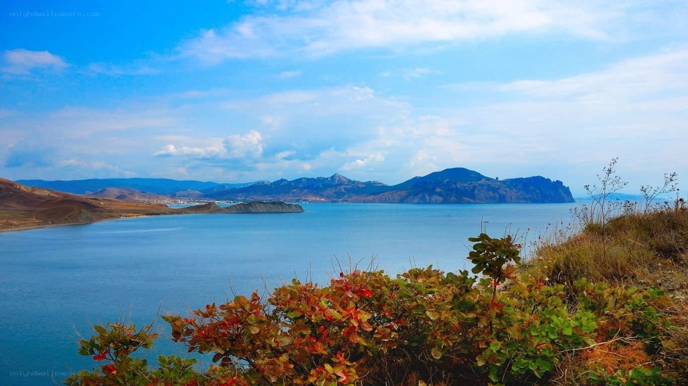 Coastal landscape with mountains