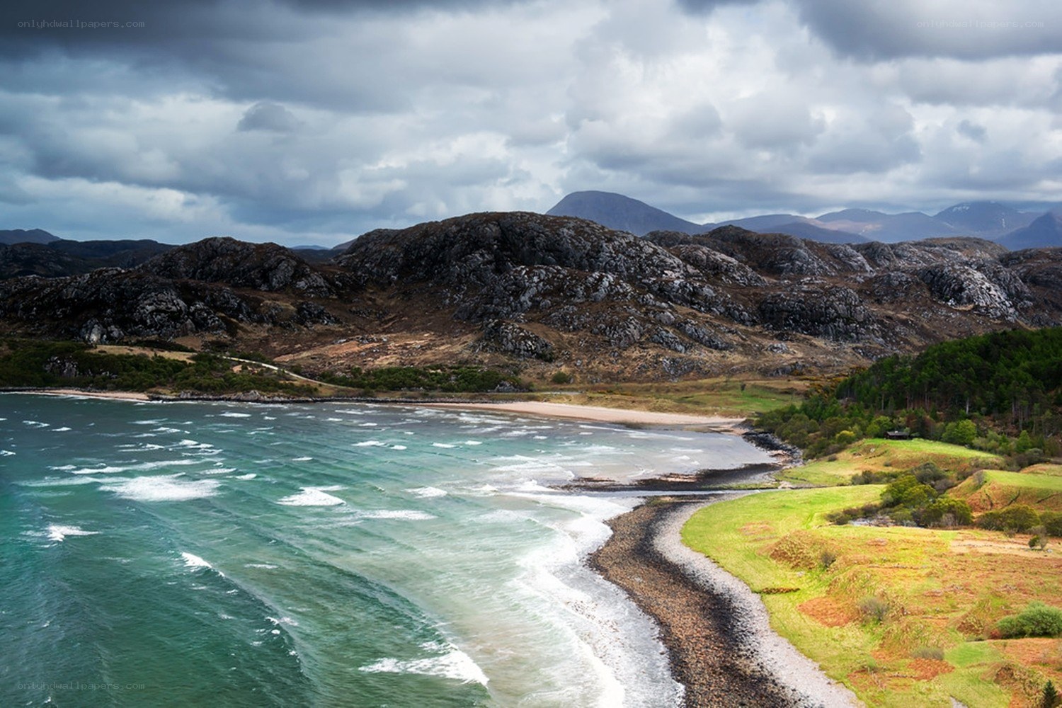 coastal landscape with mountains