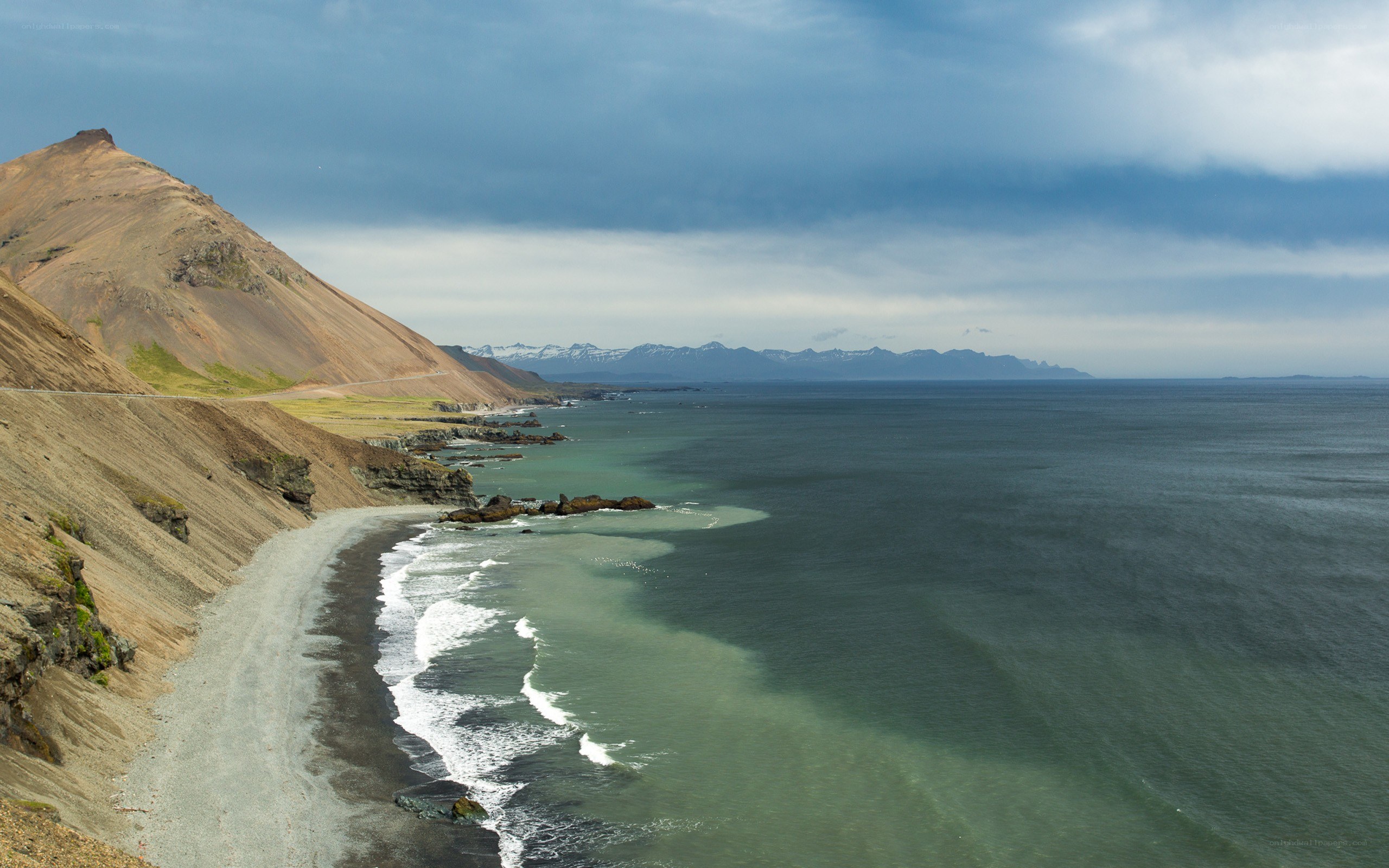 coastal landscape with mountains