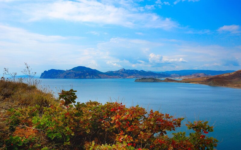 coastal landscape with mountains