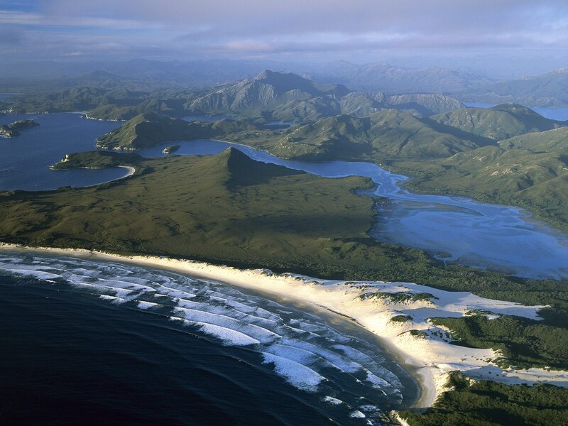 coastal landscape with mountains