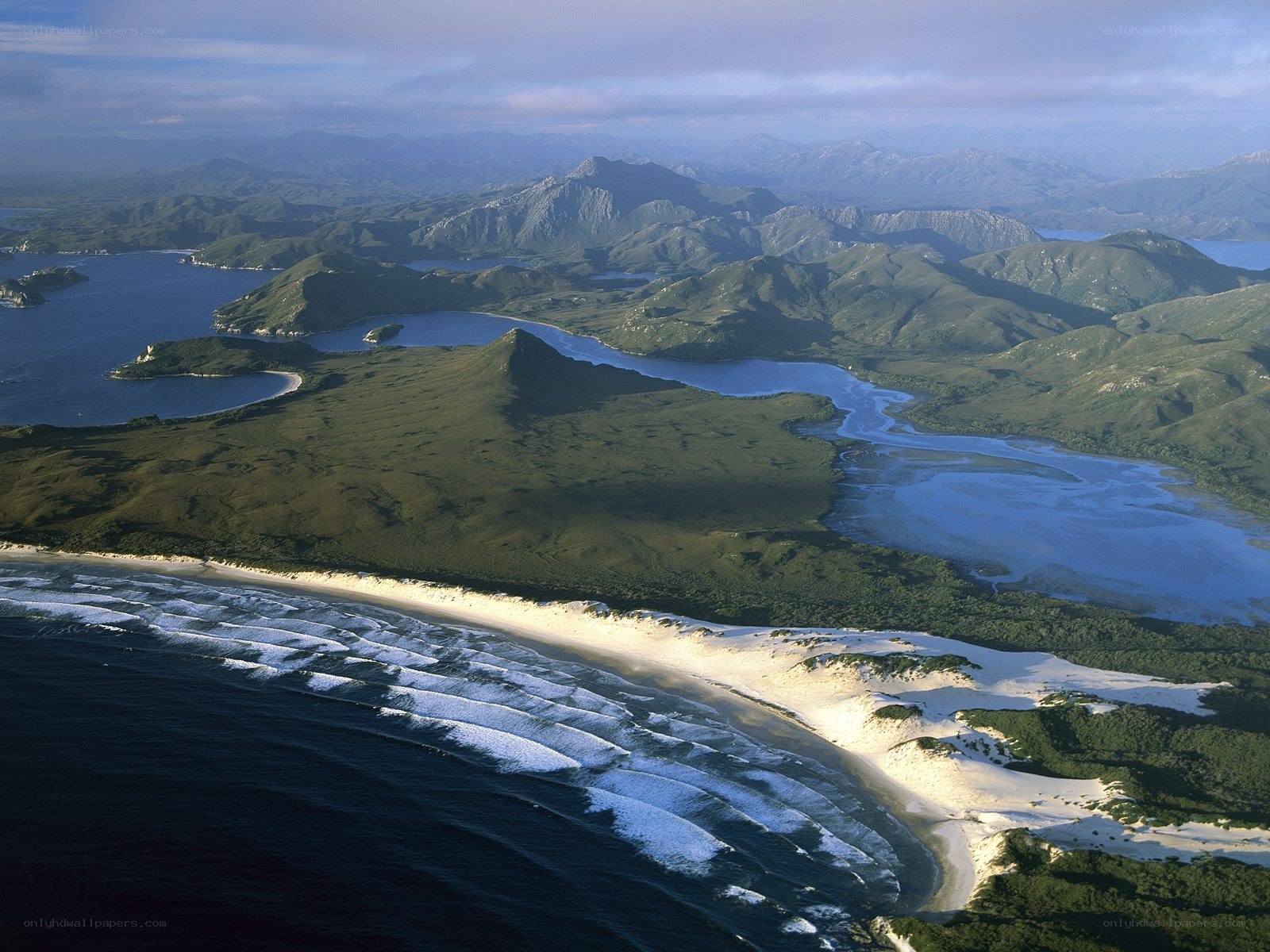 coastal landscape with mountains