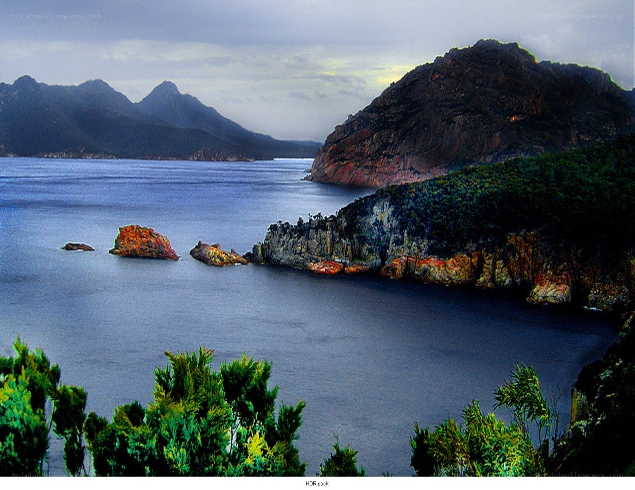 coastal landscape with mountains
