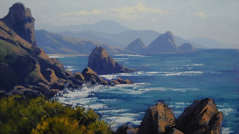 Coastal landscape with rocky cliffs