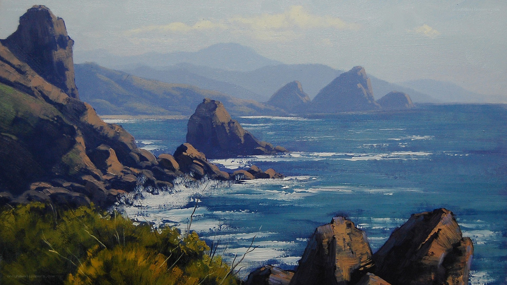 Coastal landscape with rocky cliffs