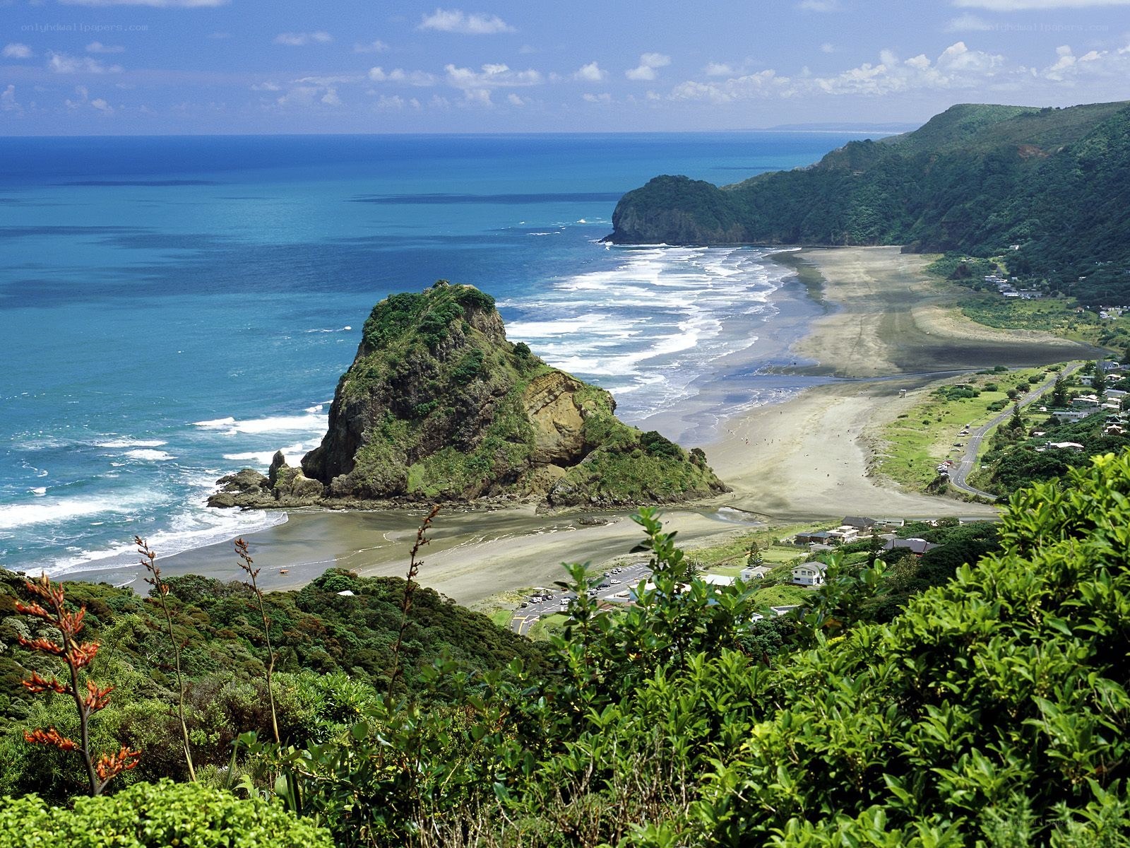 coastal landscape with rocky outcrop