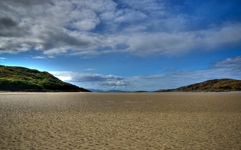 coastal landscape with sandy beach