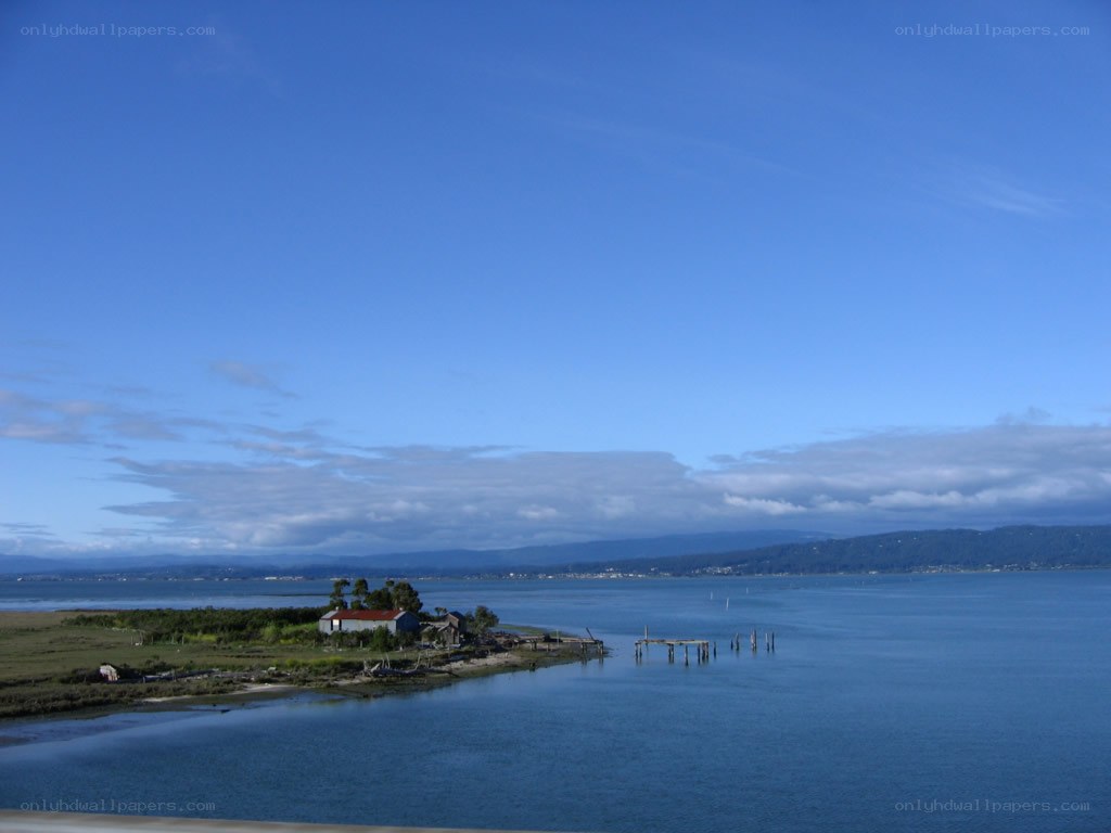 coastal landscape with small island