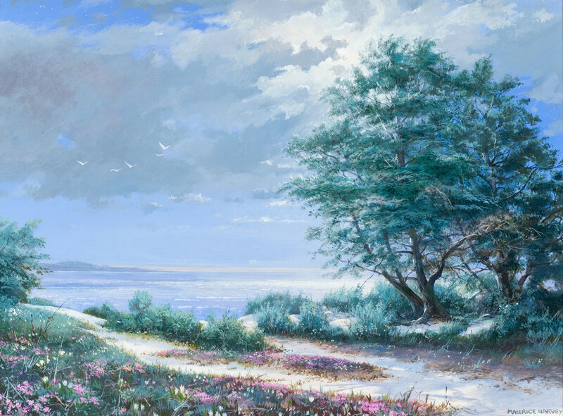 Coastal Landscape with Tree — Blue, Serene