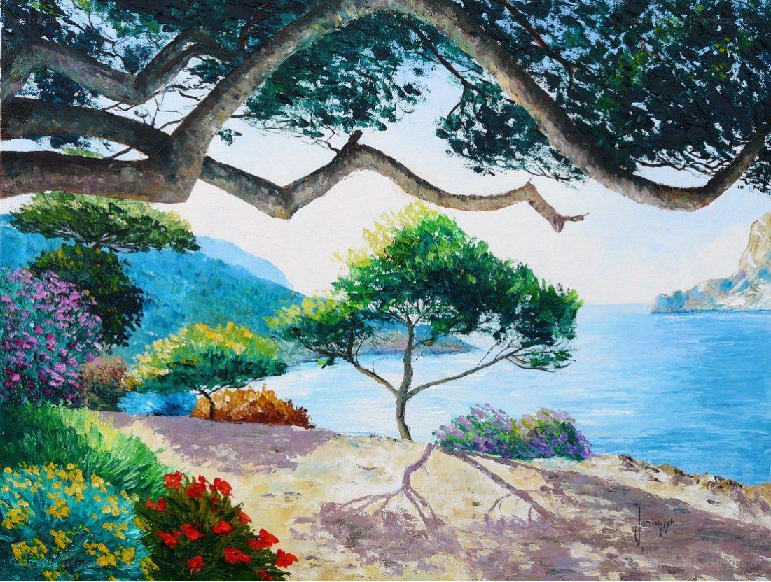 Coastal landscape with trees
