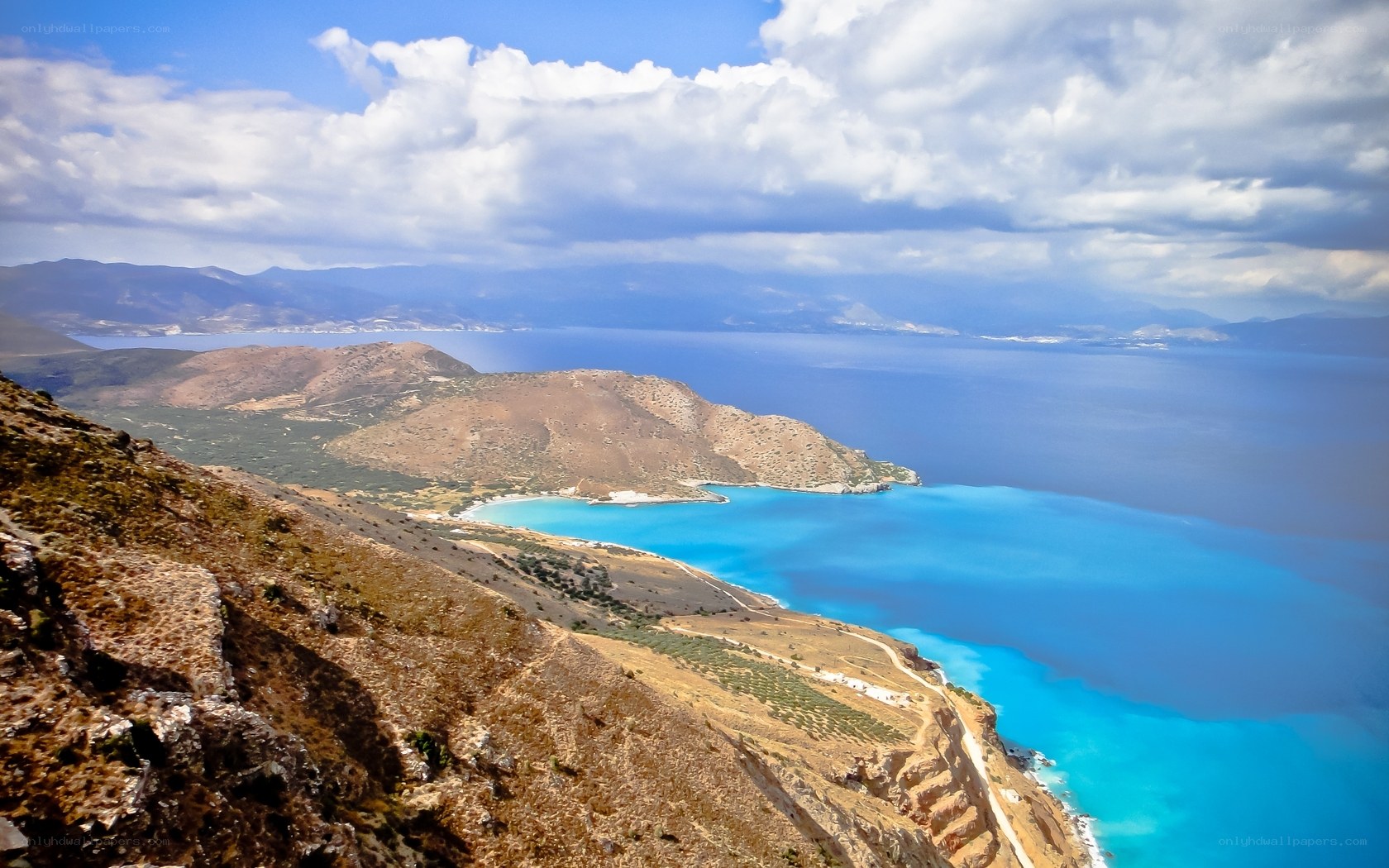 coastal landscape with turquoise bay