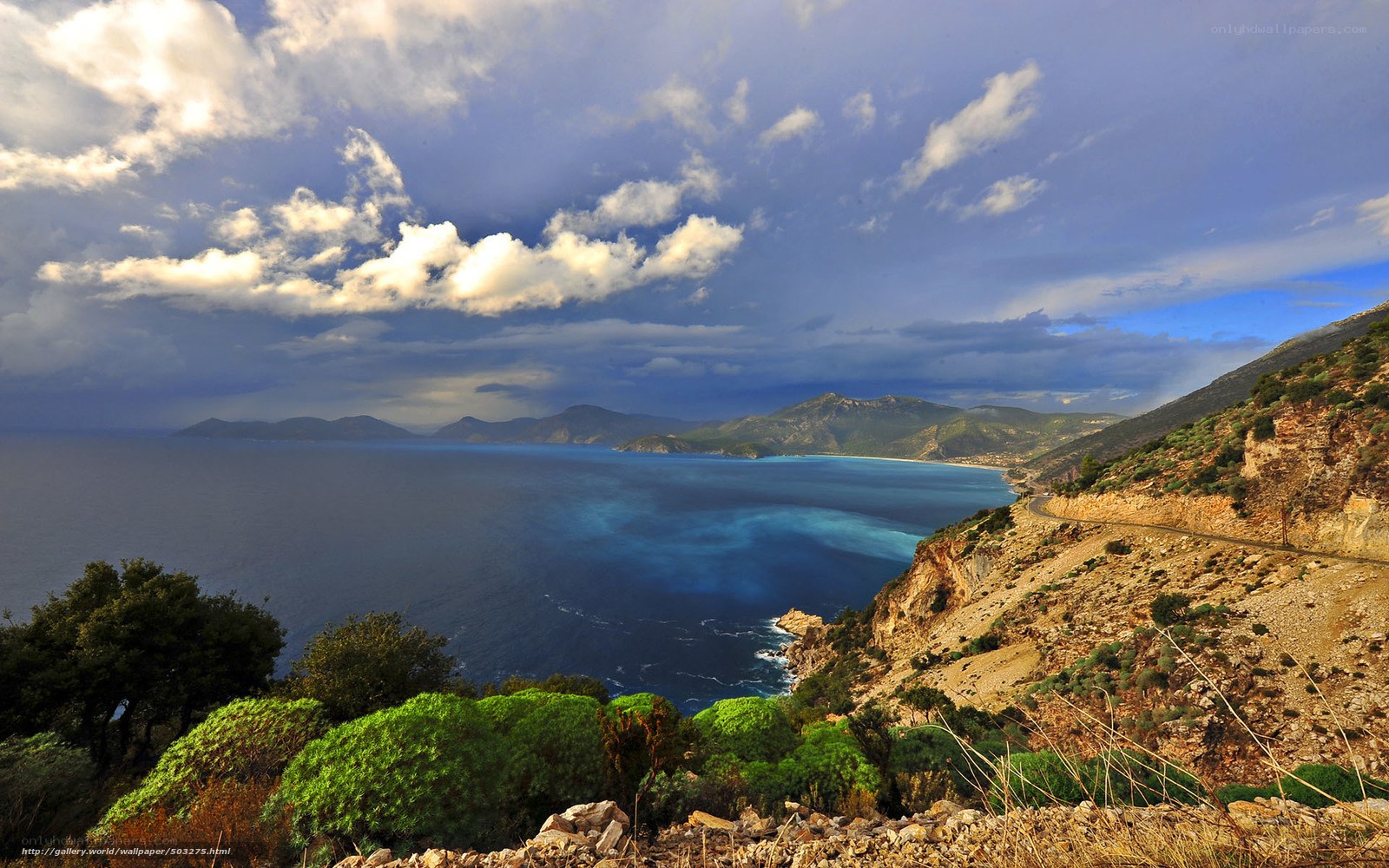 Coastal landscape with winding road