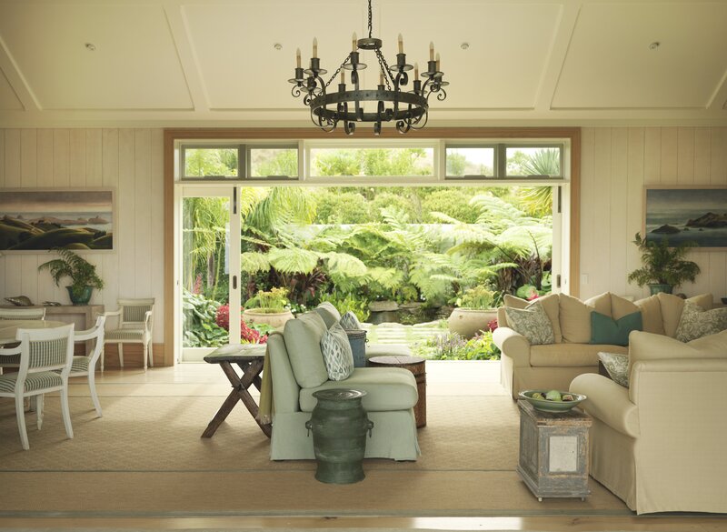 Coastal living room with garden view