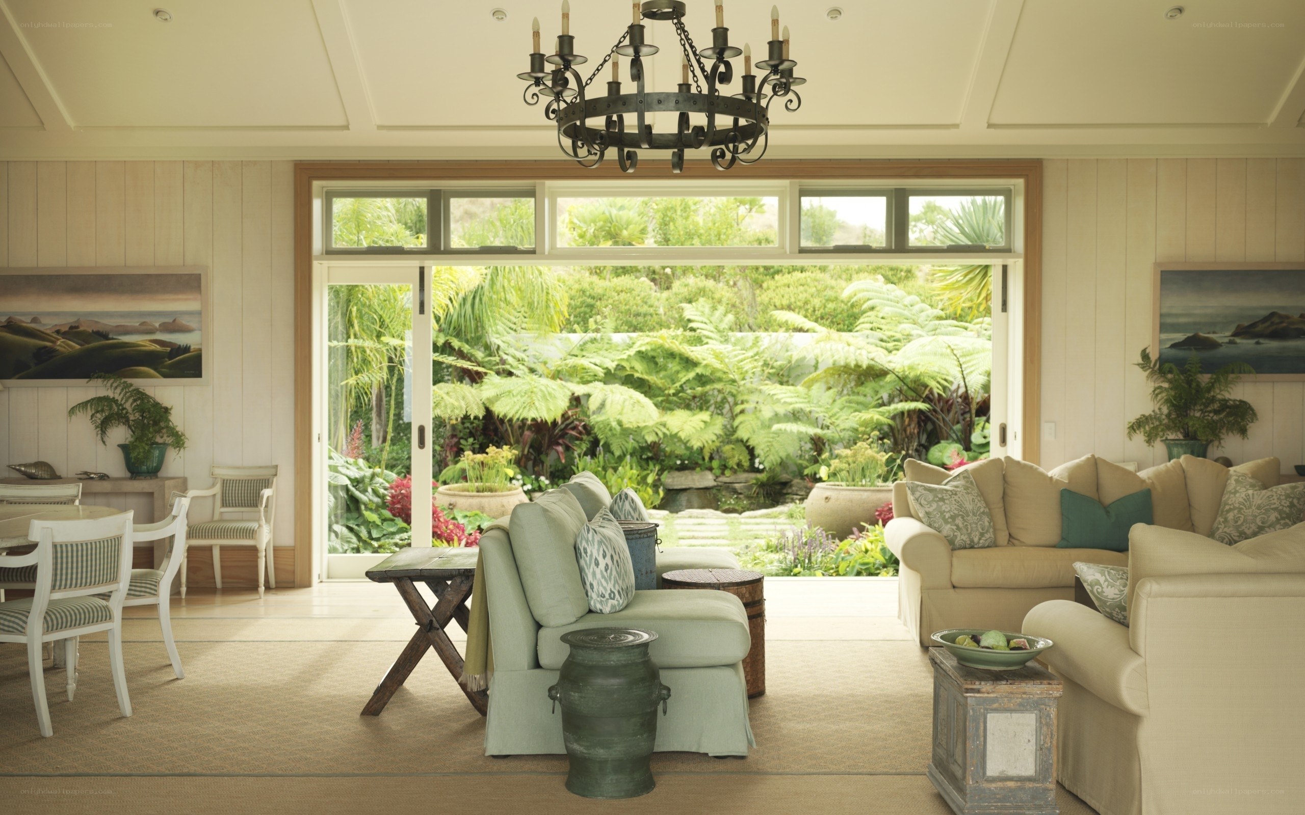 Coastal living room with garden view