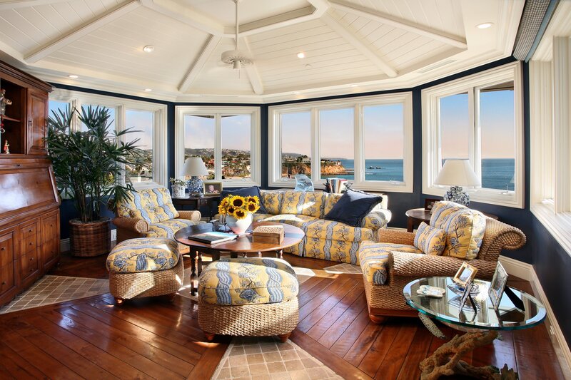 Coastal living room with ocean view