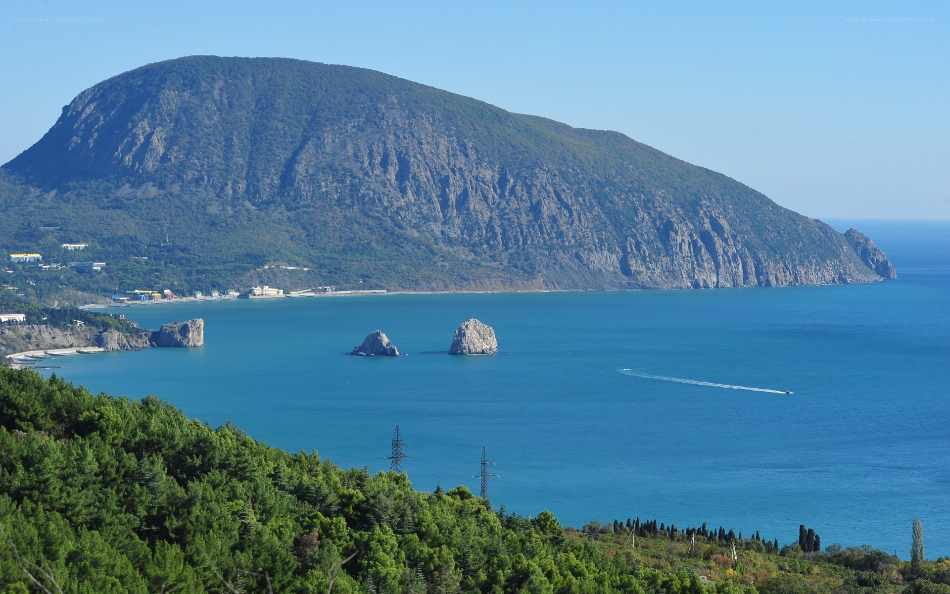 coastal mountain and sea view