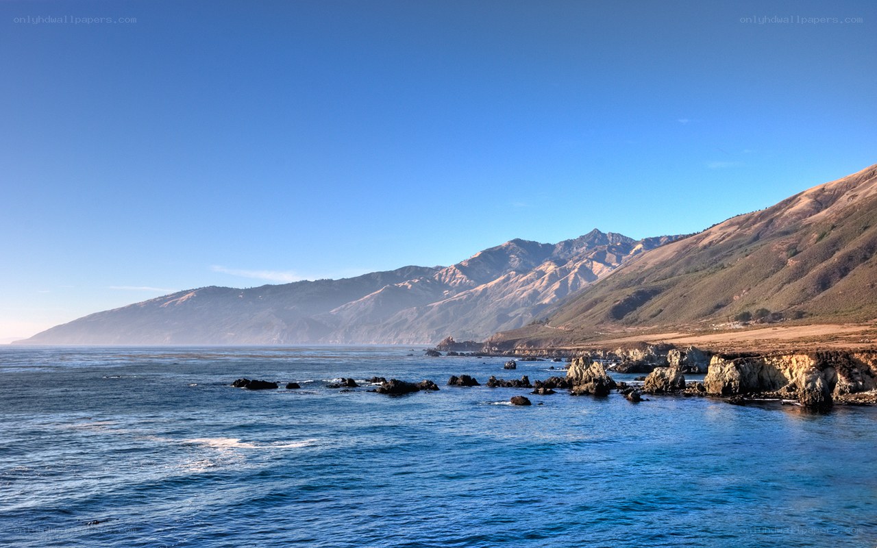 coastal mountains and ocean