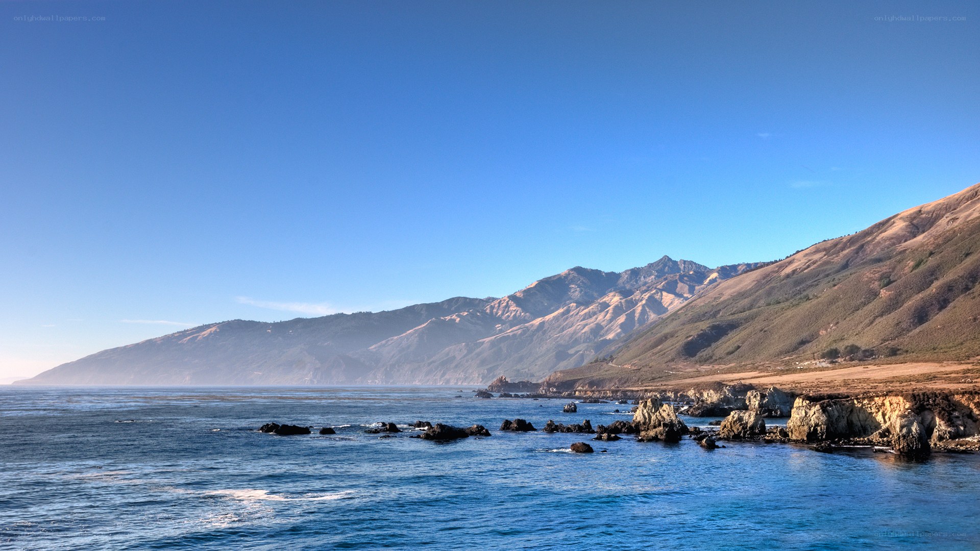 coastal mountains and ocean