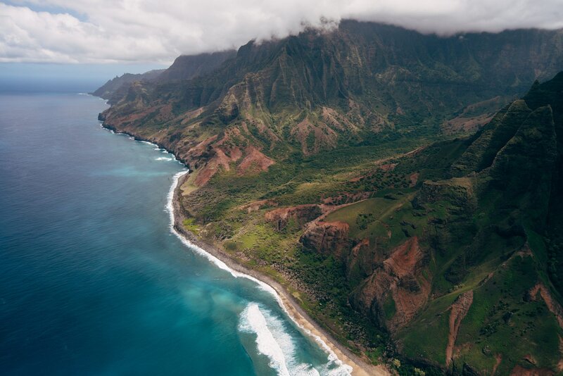 Coastal Mountains and Ocean — Blue, Dramatic, Afternoon
