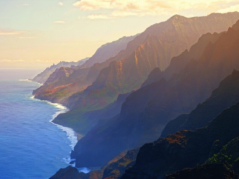 coastal mountains at sunset