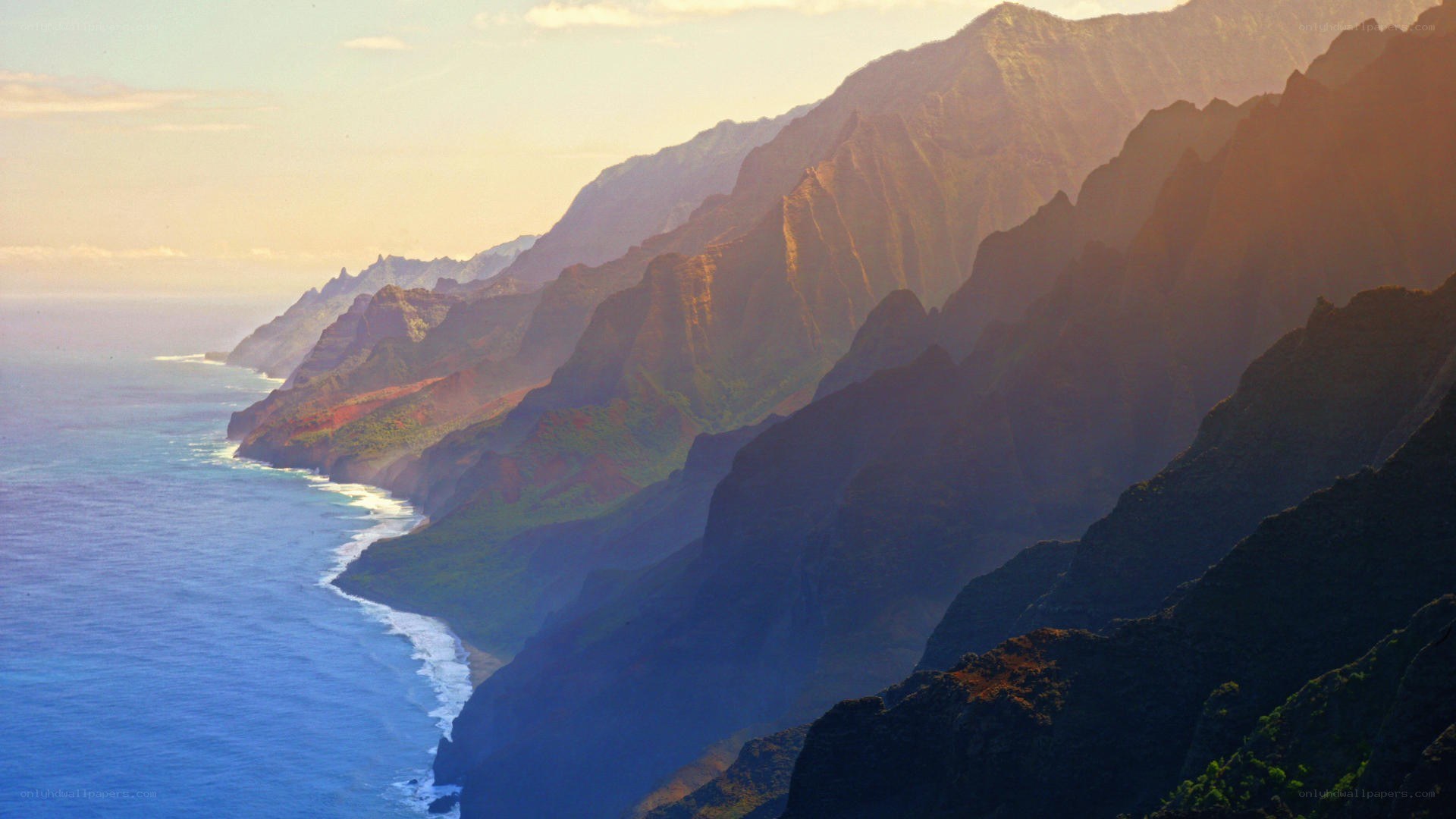 coastal mountains at sunset