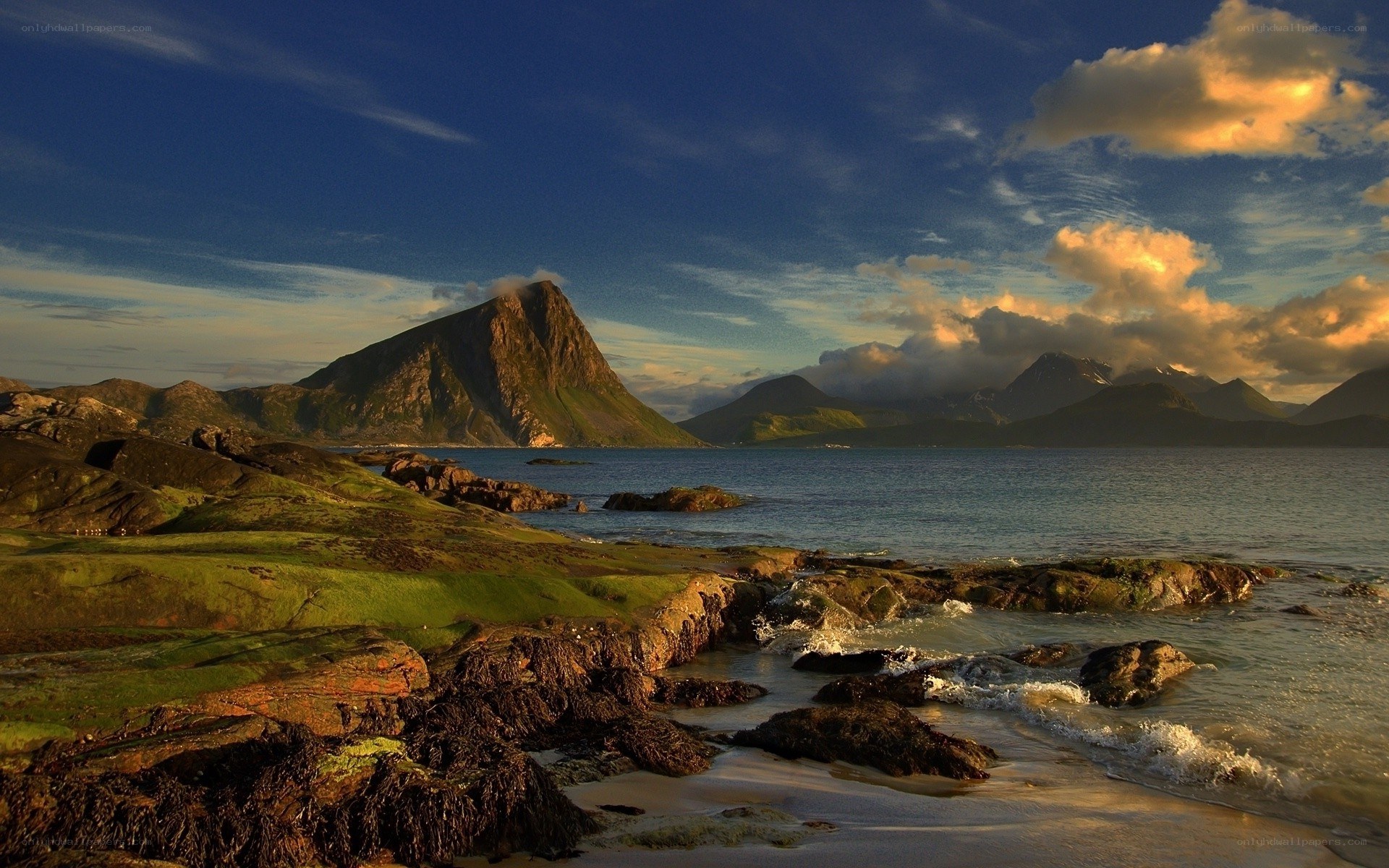 coastal mountains at sunset