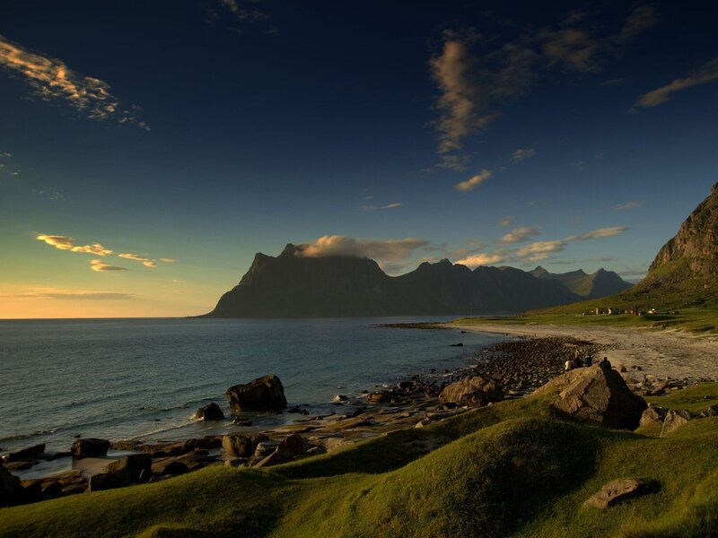 Coastal Mountains at Sunset — Blue, Serene, Photograph