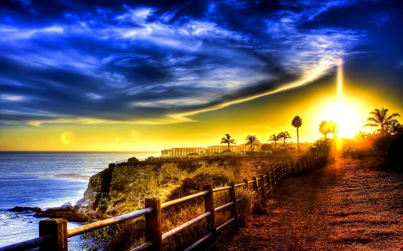 Coastal Path at Sunset — Blue, Dramatic, Photograph, Ocean