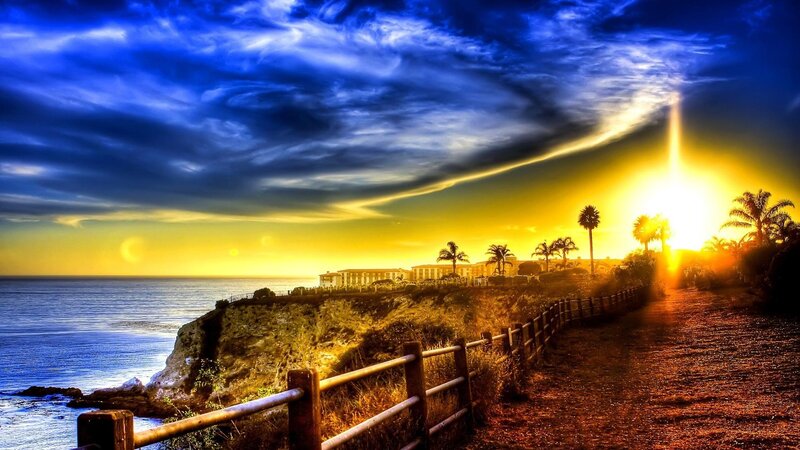 Coastal Path at Sunset — Blue, Dramatic, Photograph