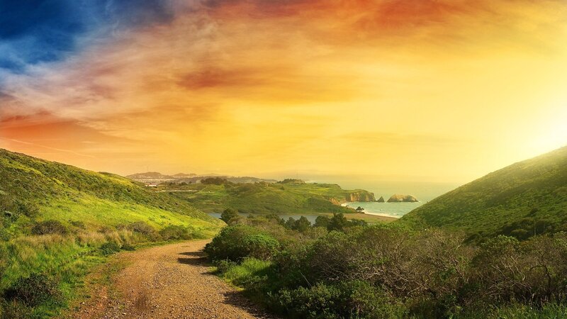Coastal Path at Sunset — Yellow