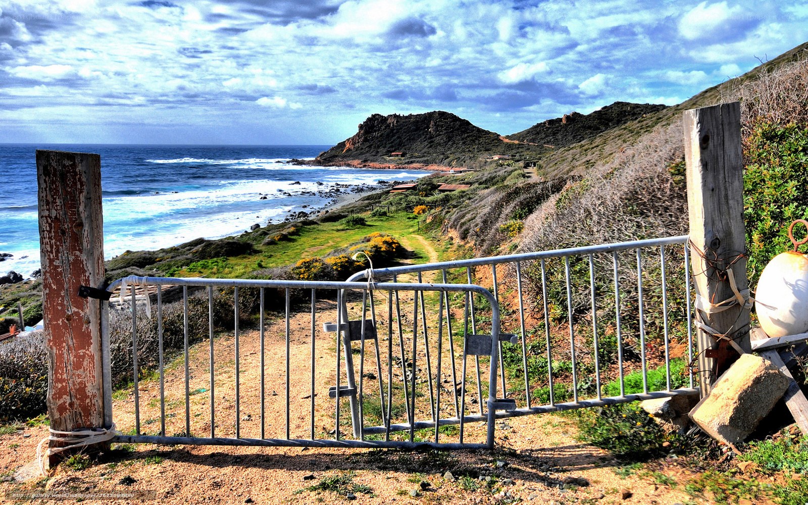 Coastal path gate with ocean view