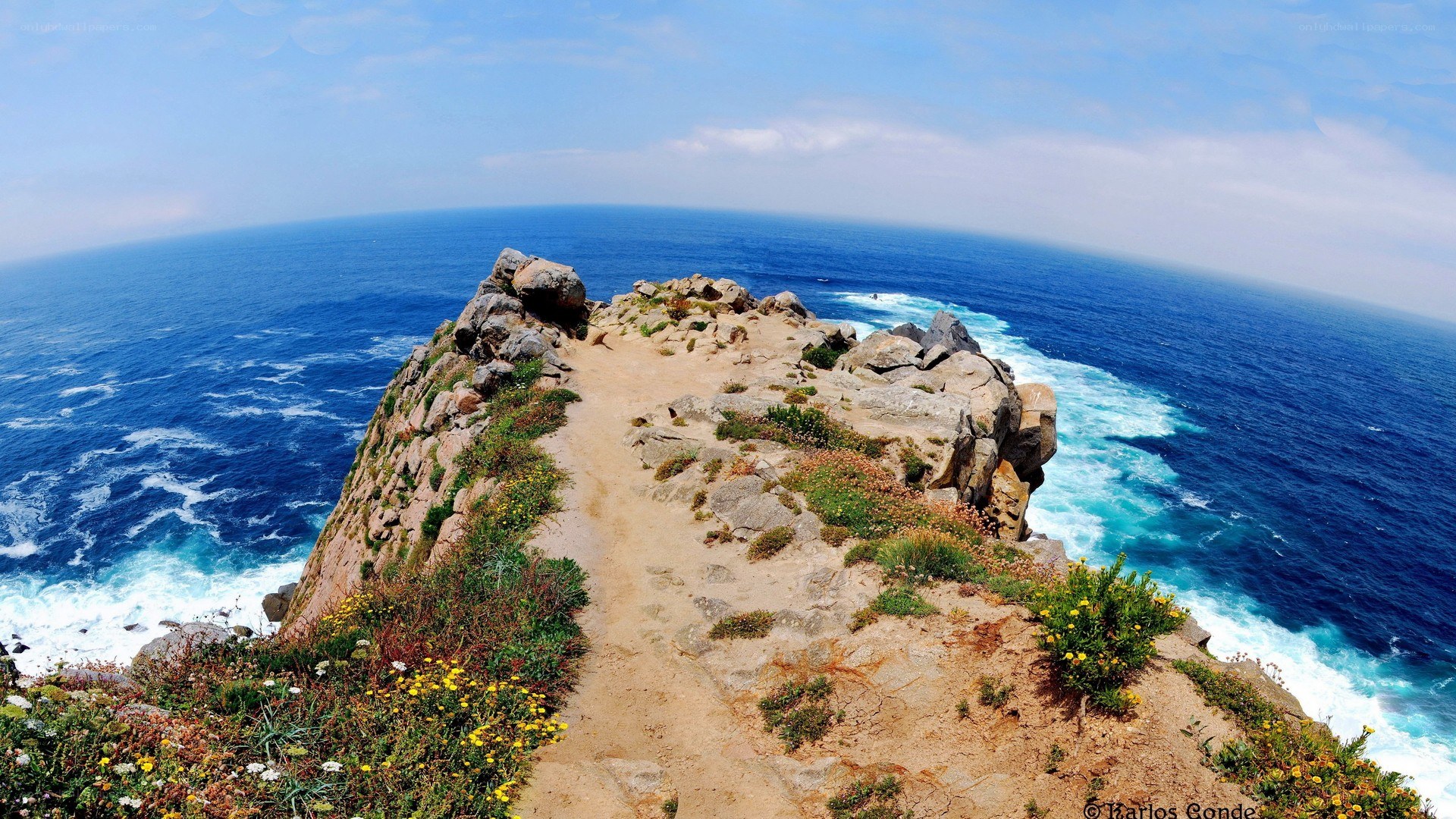coastal path on rocky cliff