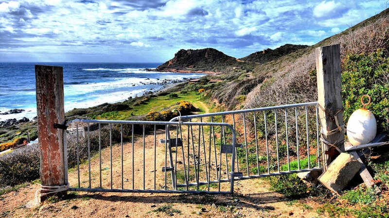 Coastal Path with Gate — Blue