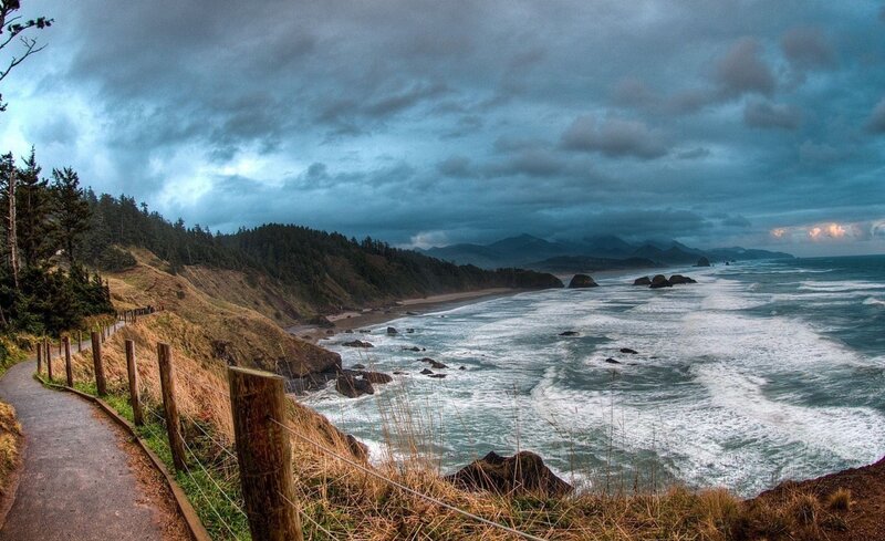Coastal Path with Ocean — Blue