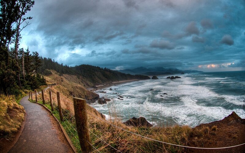 Coastal Path with Ocean View — Blue