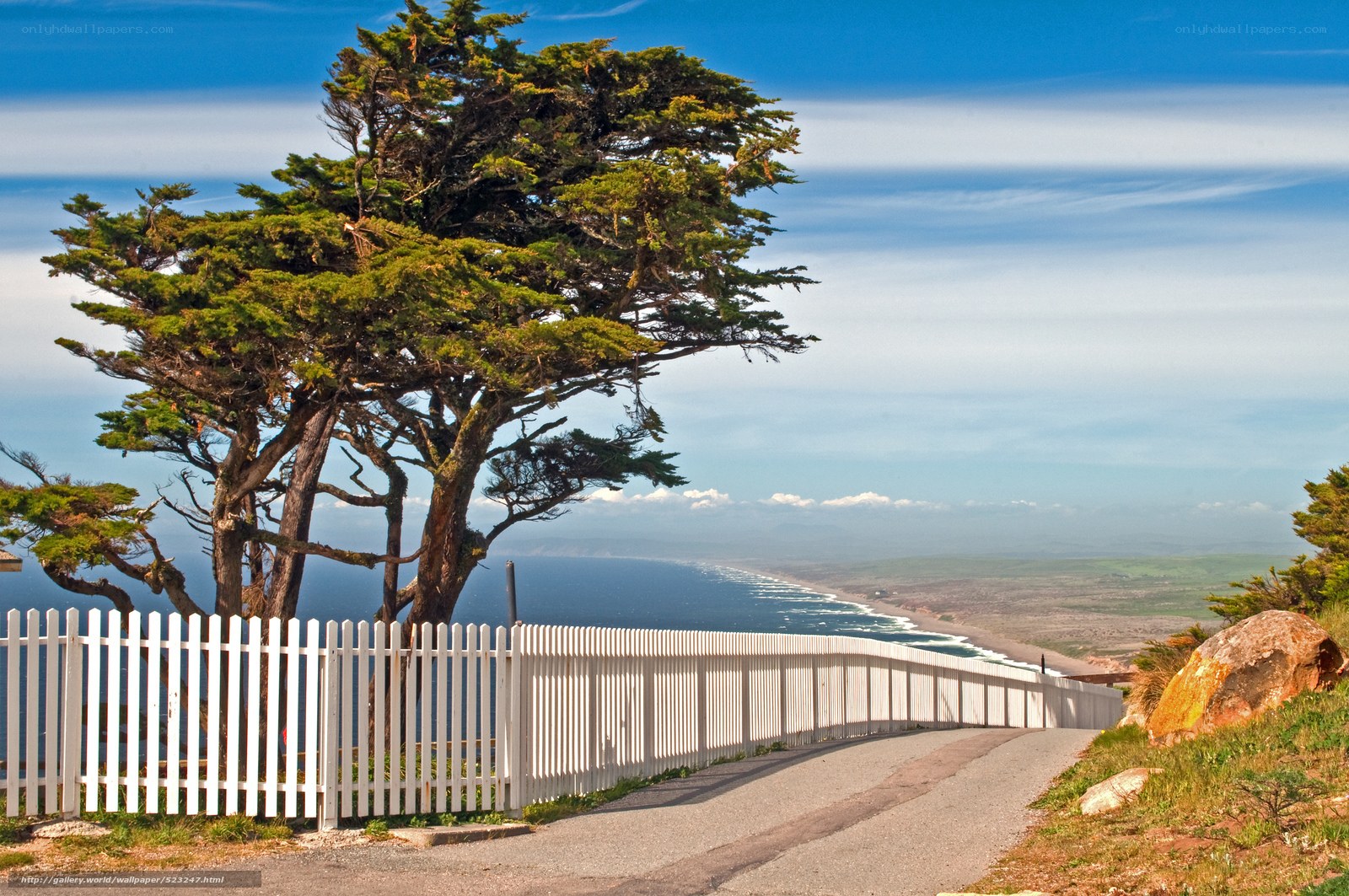 Coastal path with white fence