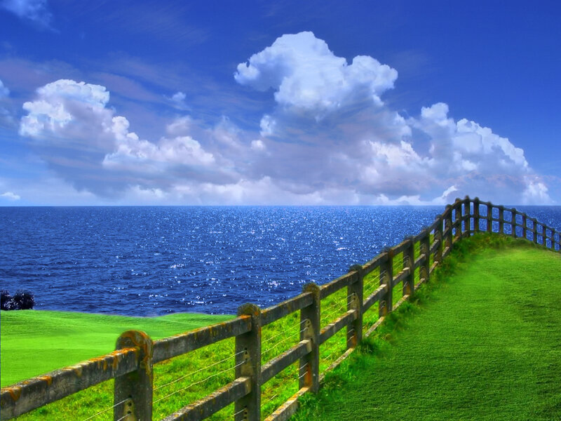 Coastal path with wooden fence