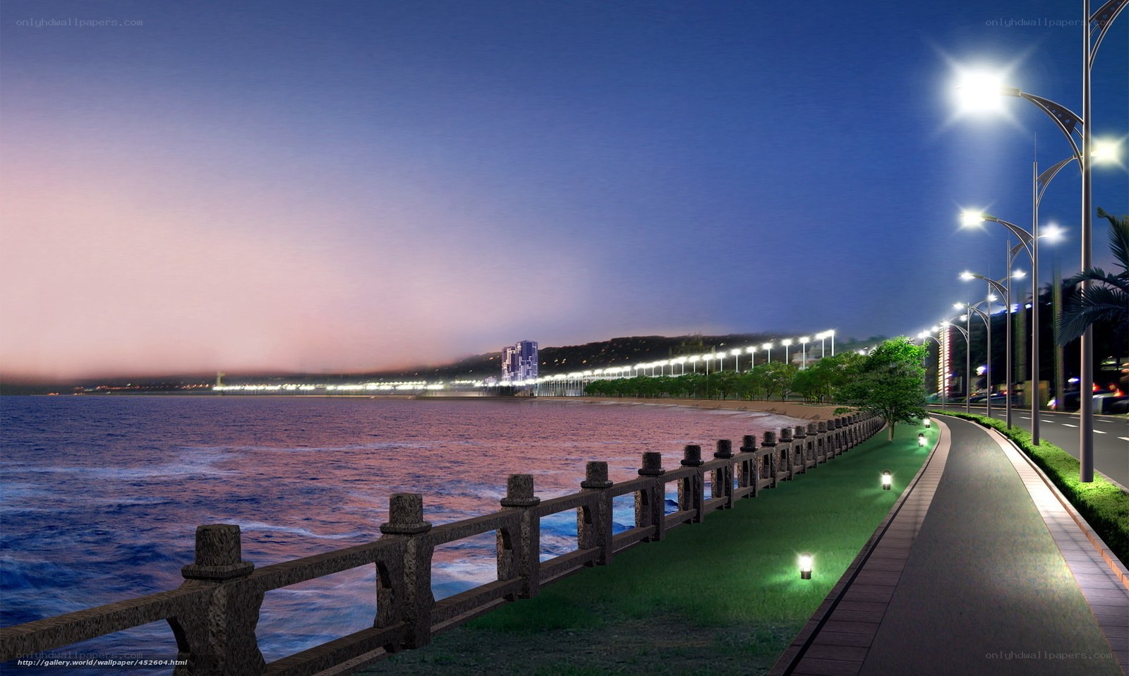 coastal promenade at dusk