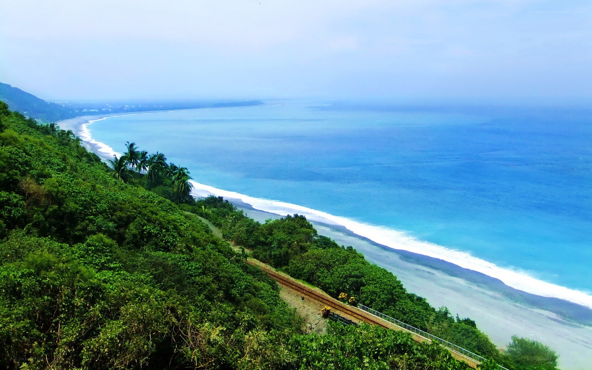 Coastal railway by the ocean