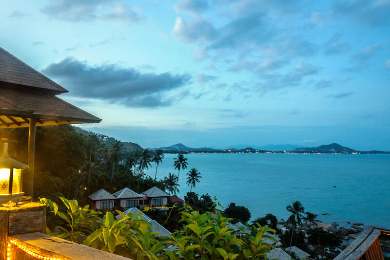 Coastal Resort at Dusk — Blue