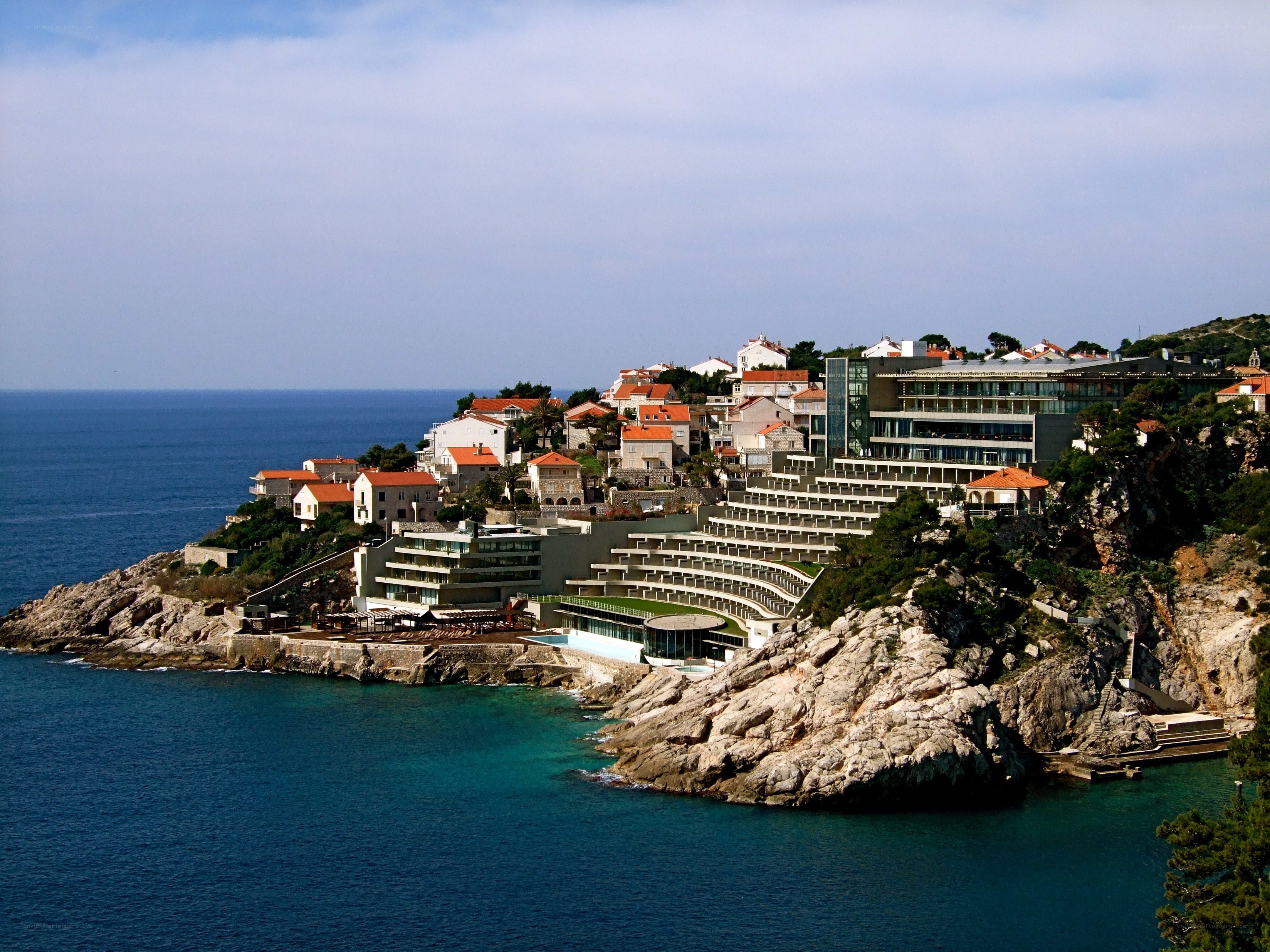 Coastal resort on rocky cliffs