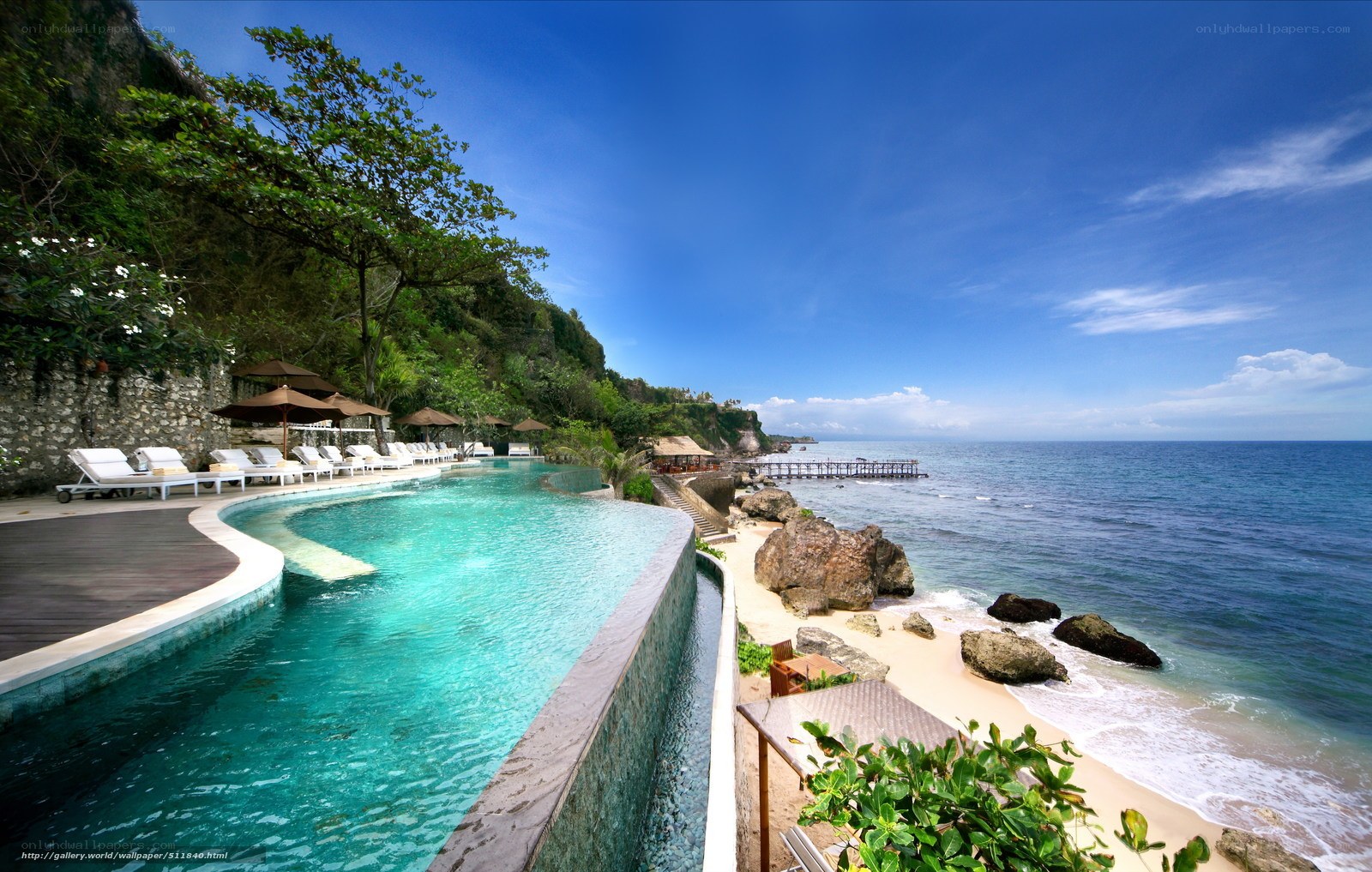 Coastal resort pool with ocean view