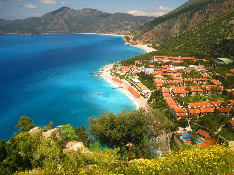 Coastal resort with turquoise sea
