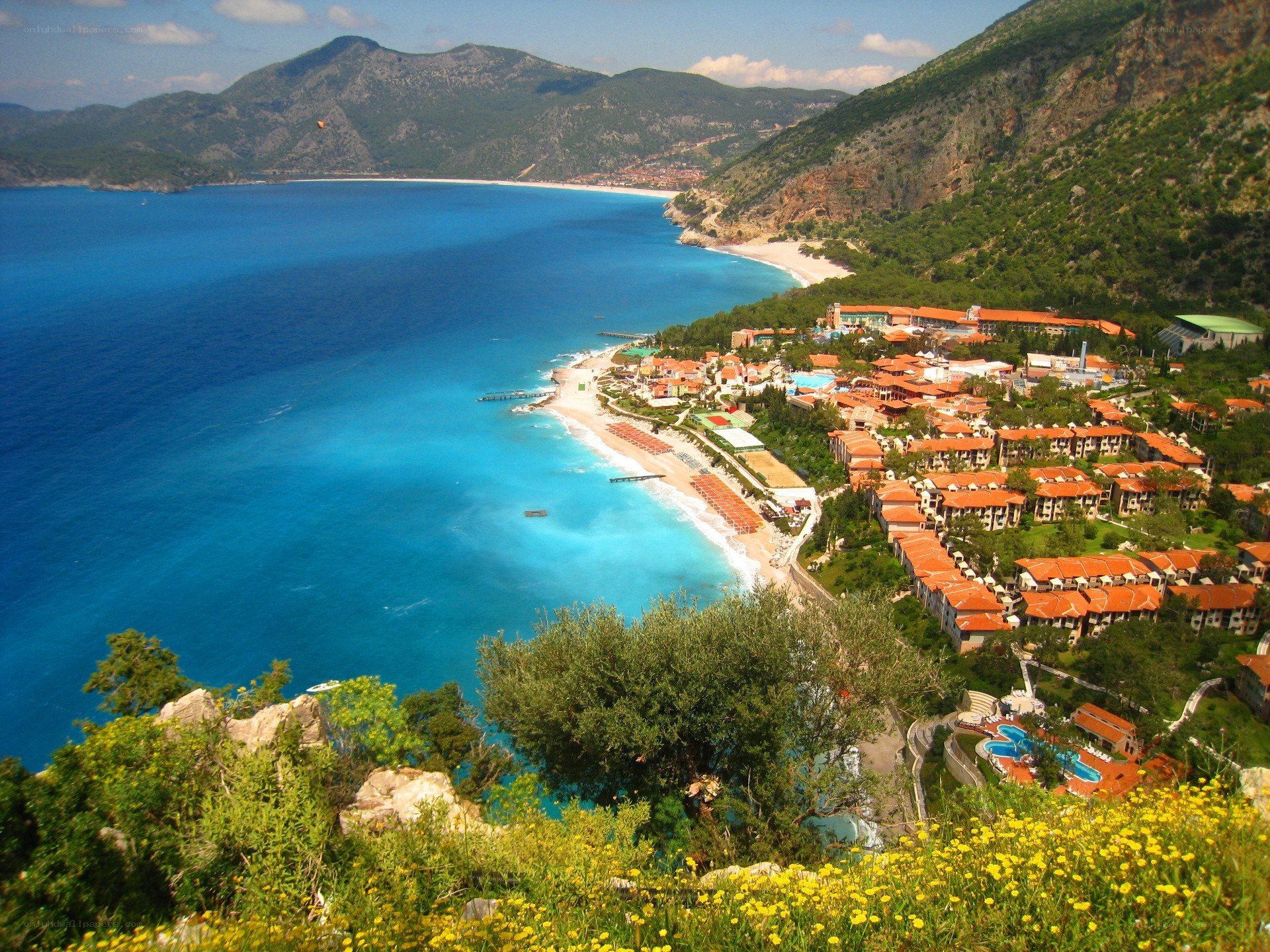 Coastal resort with turquoise sea
