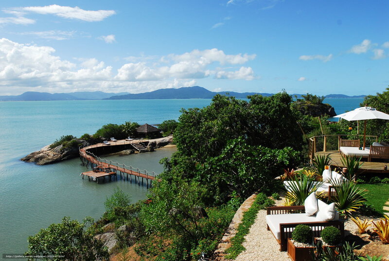 Coastal resort with wooden pier
