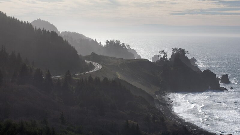 Coastal Road Along Cliffs — Green, Serene