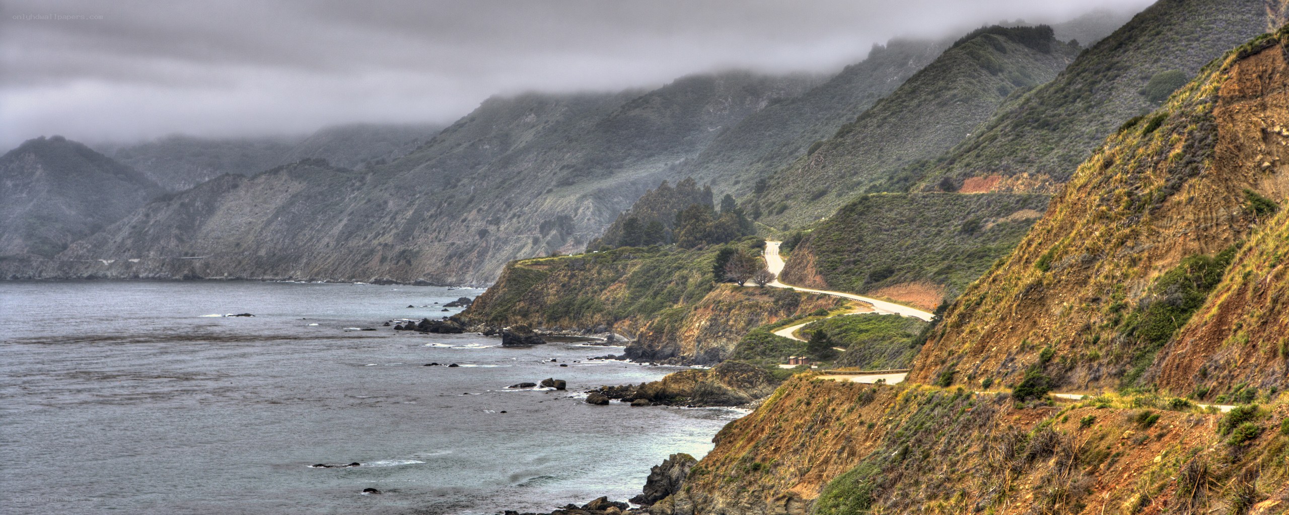 coastal road along rugged cliffs