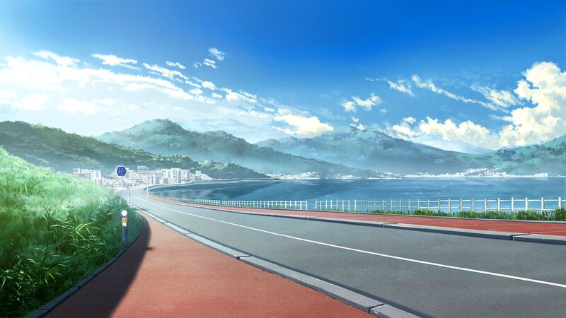 Coastal Road and Mountains — Blue, Serene, Afternoon