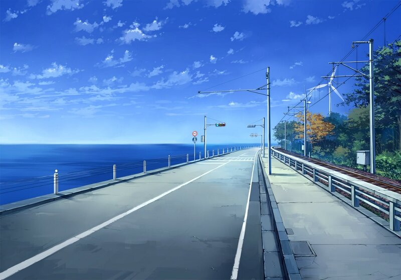 Coastal Road and Railway — Blue, Serene